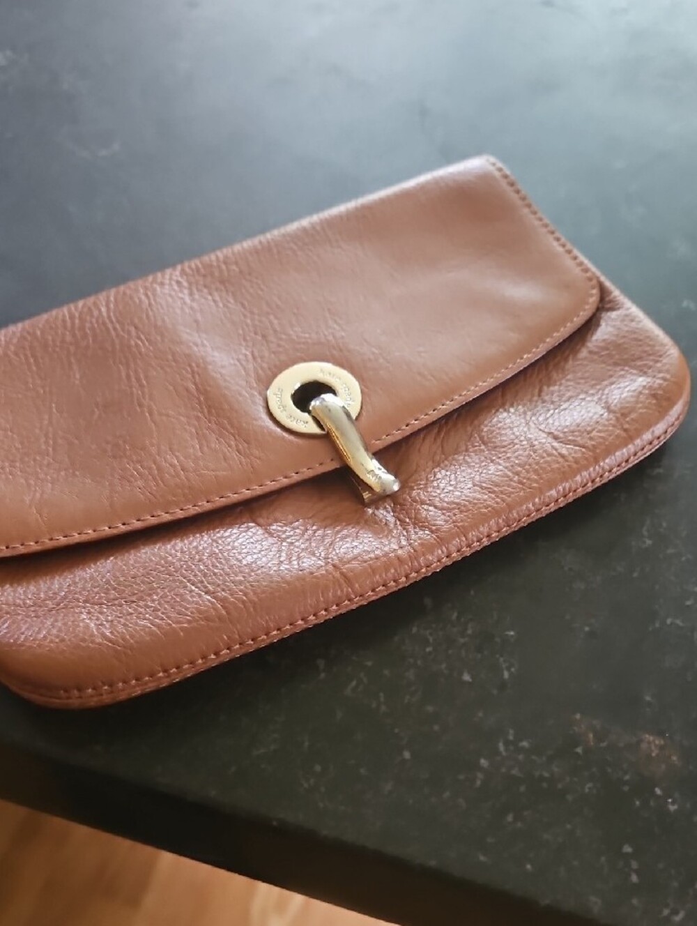 Kate Spade Vintage Leather Wristlet Clutch in Tan - Picture 9 of 12